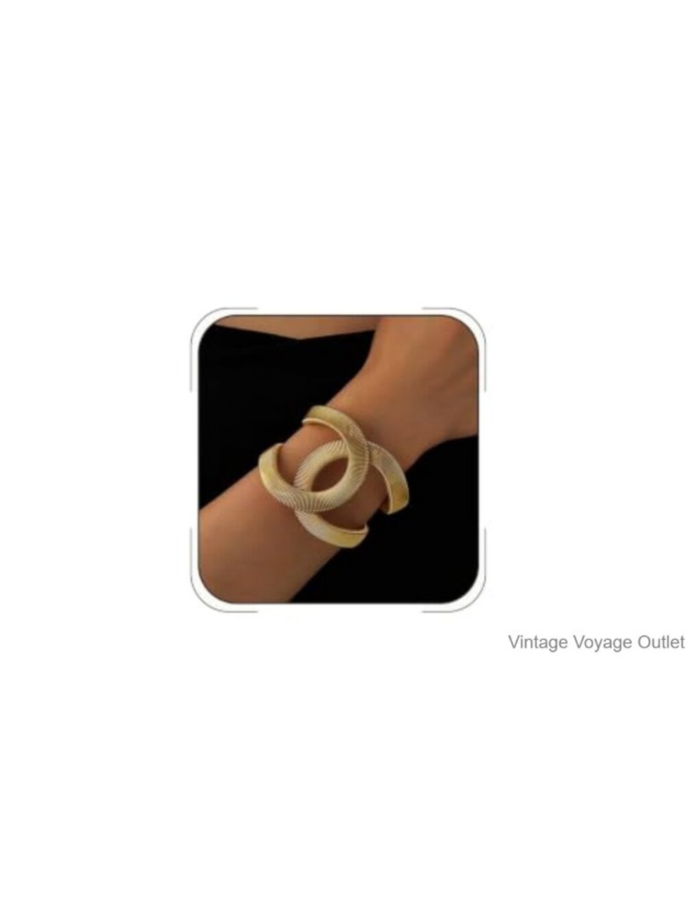Gold Cuff Bracelet Women Open Bangle Statement Vintage Jewelry